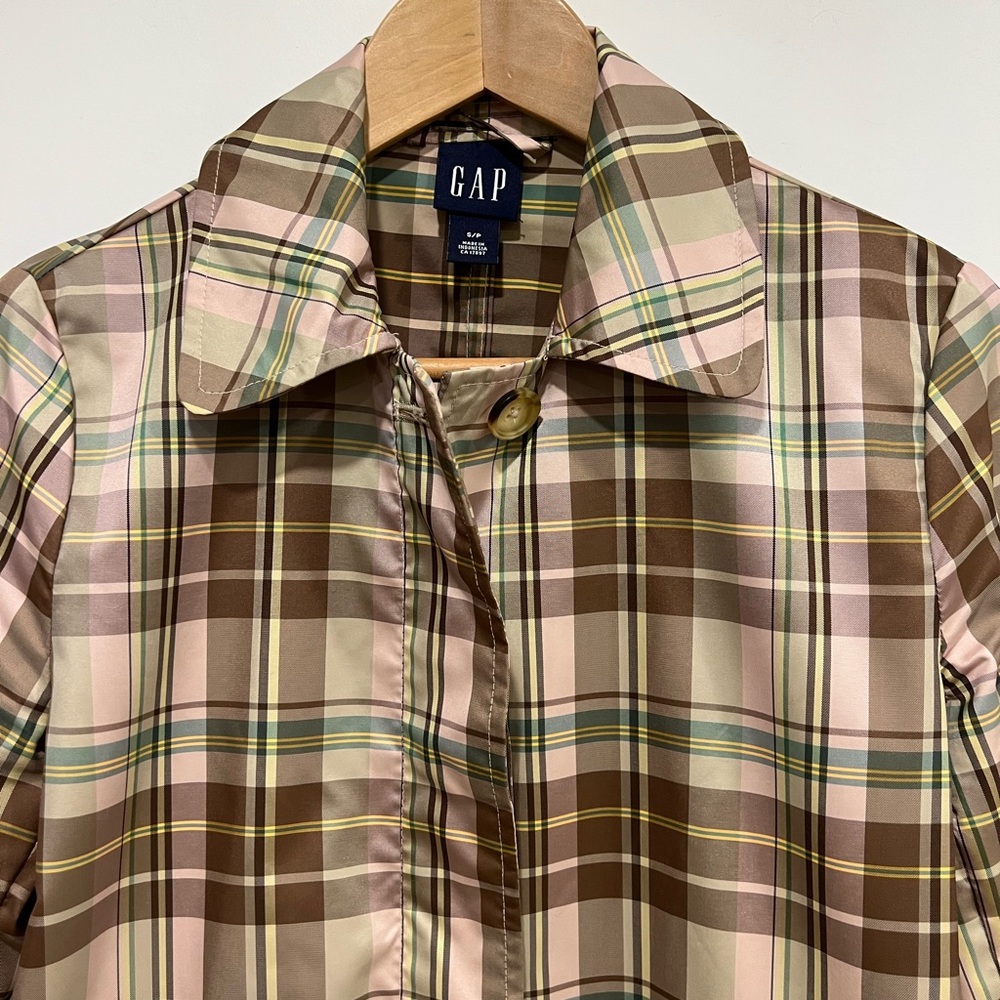 GAP Women's Trench Coat - Brown and Pink Plaid - Picture 2 of 16